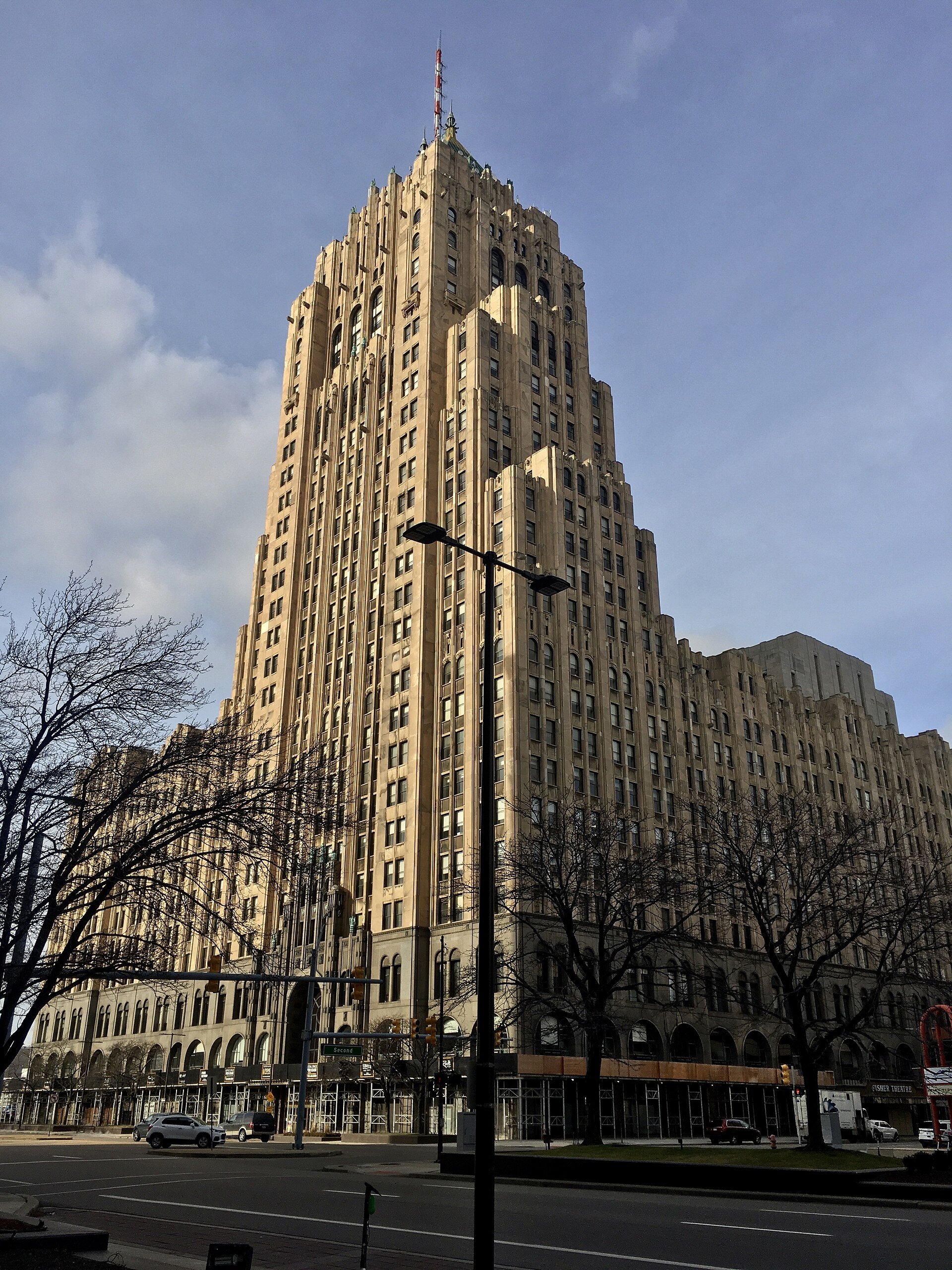 1920px fisher building as seen from west grand boulevard in front of cadillac place, new center, detroit 20201215